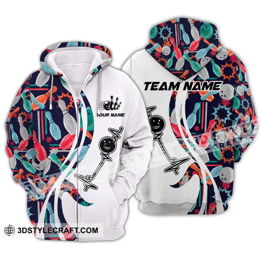 Unisex Shirt - Custom Name And Team Name Shirt, Bowling Color Heart Beat Shirt style option 2