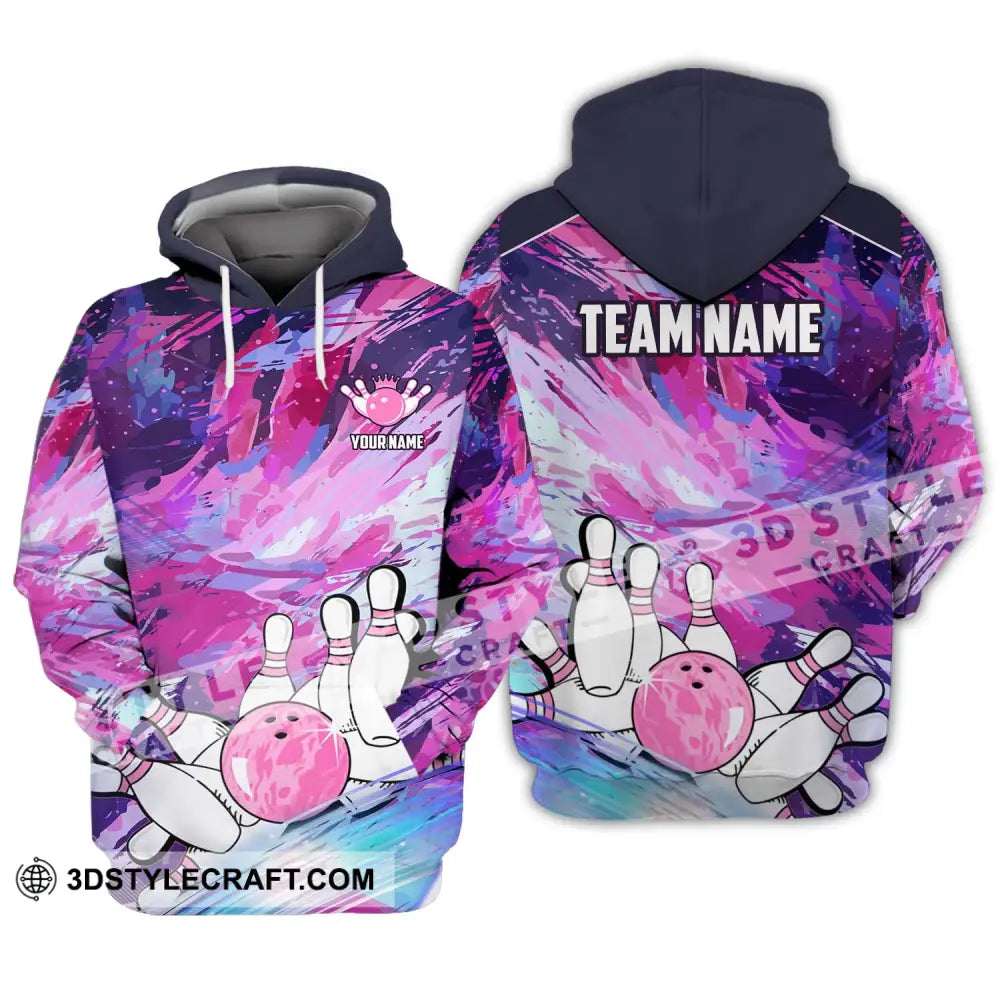 Unisex Shirt - Custom Name And Team Bowling Colorful Line Hoodie / S T-Shirt