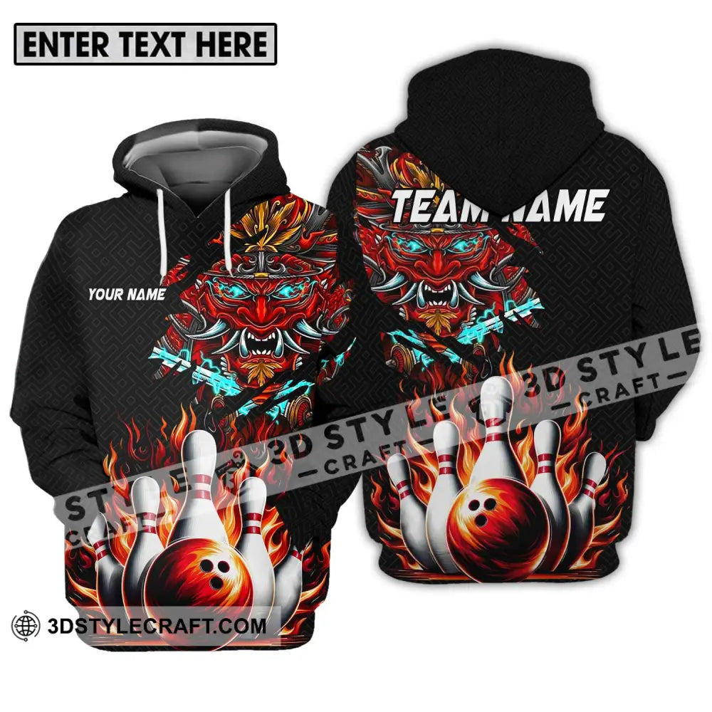 Unisex Shirt - Custom Name And Team Bowling Fire Dragon Head Hoodie / S T-Shirt