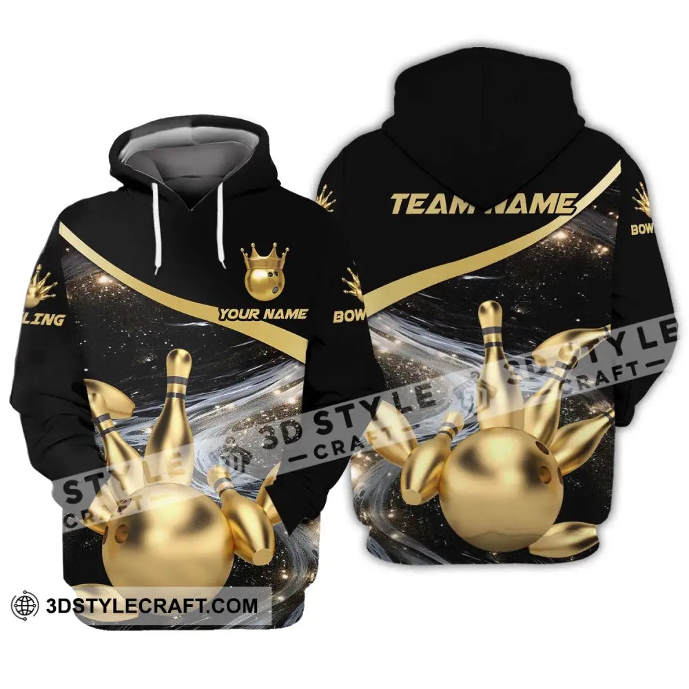 Unisex Shirt - Custom Name And Team Bowling Gold Pins Ball Hoodie / S T-Shirt