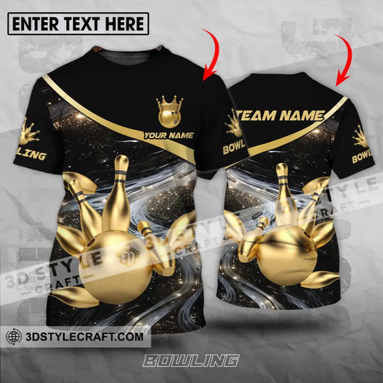 Unisex Shirt - Custom Name And Team Name Bowling Shirt, Gold Pins Gold Ball style option 1