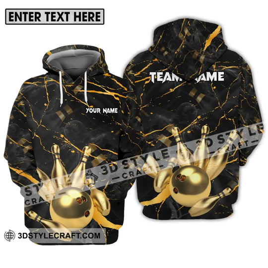 Unisex Shirt - Custom Name And Team Name Bowling Shirt, Golden Pins And Ball style option 3