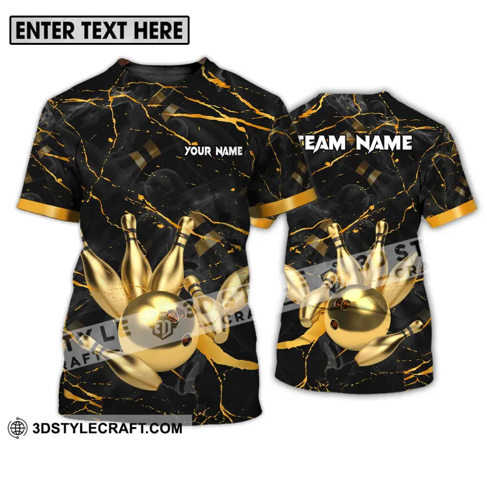 Unisex Shirt - Custom Name And Team Bowling Golden Pins Ball T-Shirt / S T-Shirt