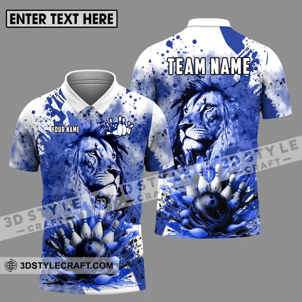 Unisex Shirt - Custom Name And Team Bowling Ice Lion Polo / S T-Shirt