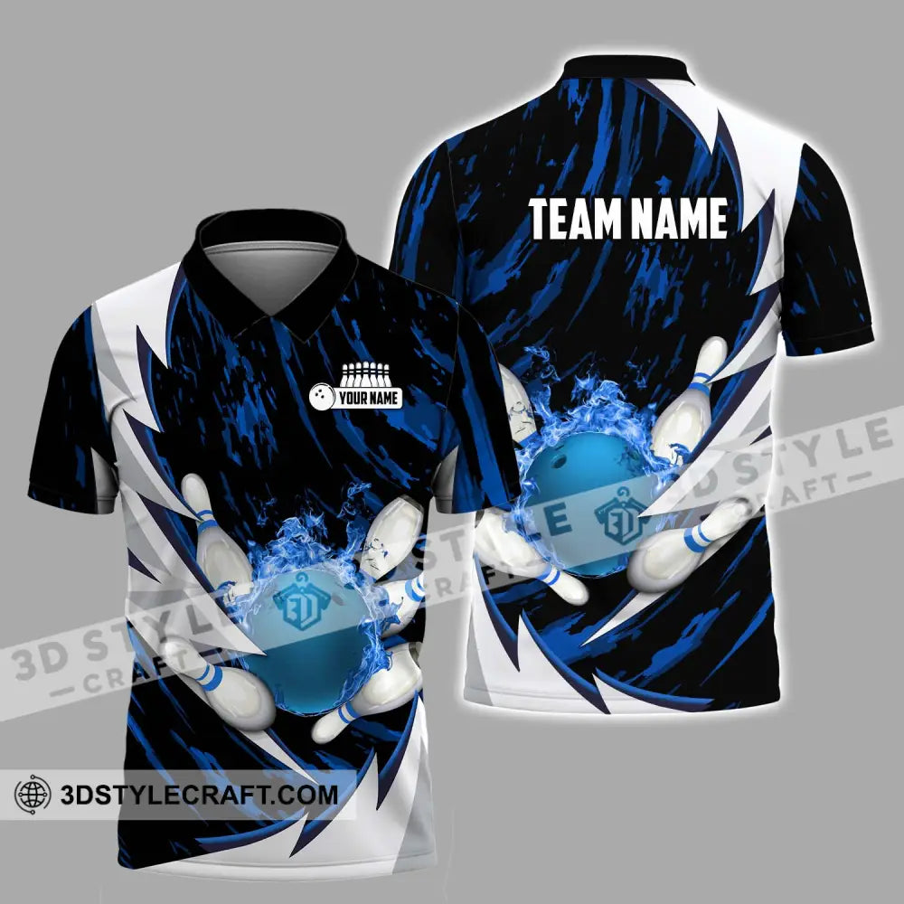 Unisex Shirt - Custom Name And Team Bowling Lover Dark Blue Polo / S T-Shirt