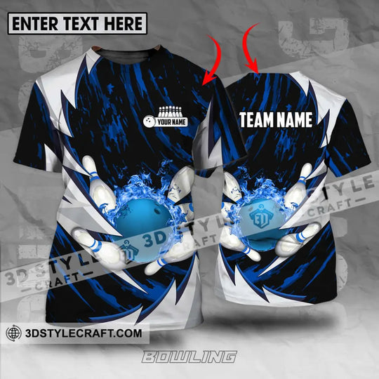 Unisex Shirt - Custom Name And Team Name Bowling Lover Shirt, Bowling Dark Blue style option 1