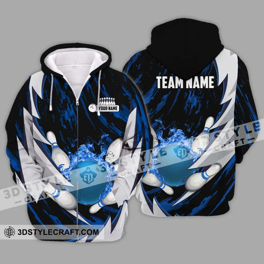 Unisex Shirt - Custom Name And Team Name Bowling Lover Shirt, Bowling Dark Blue style option 2