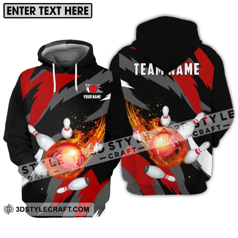 Unisex Shirt - Custom Name And Team Bowling Lover Fire Ball Hoodie / S T-Shirt