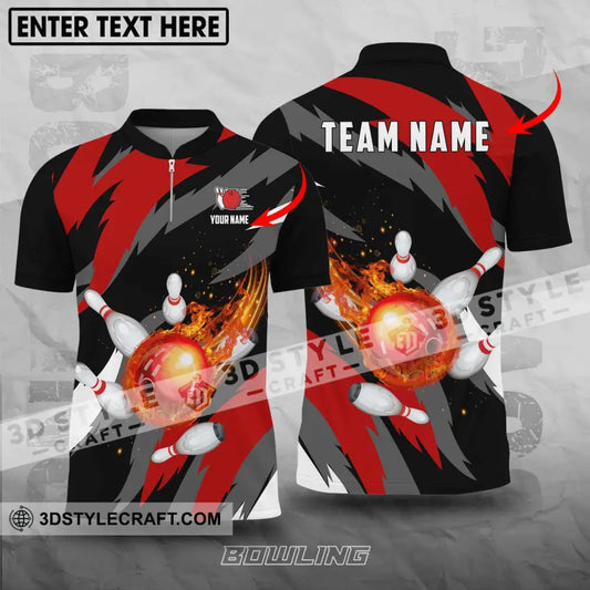 Unisex Shirt - Custom Name And Team Bowling Lover Fire Ball T-Shirt