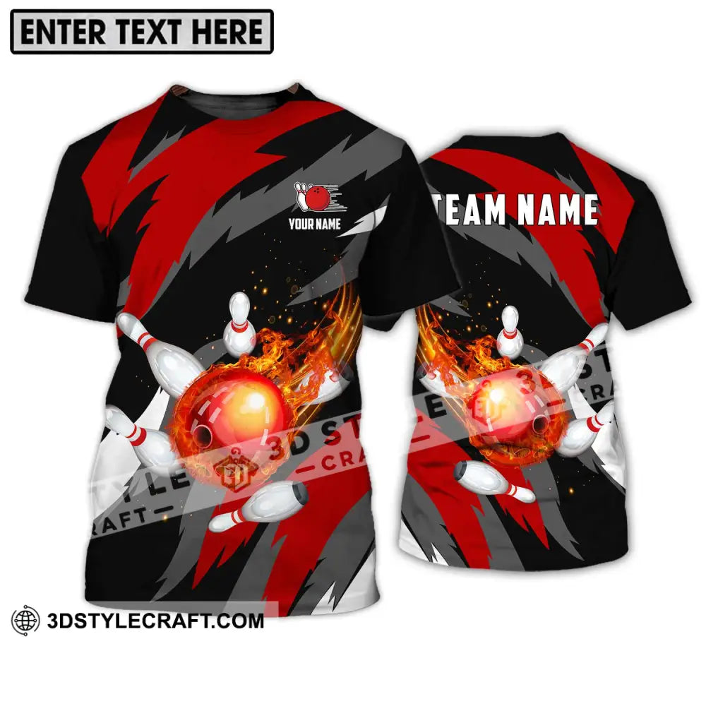 Unisex Shirt - Custom Name And Team Bowling Lover Fire Ball T-Shirt / S T-Shirt