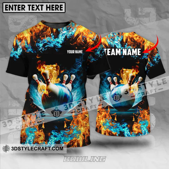 Unisex Shirt - Custom Name And Team Name Bowling Lover Shirt, Fire And Water style option 1