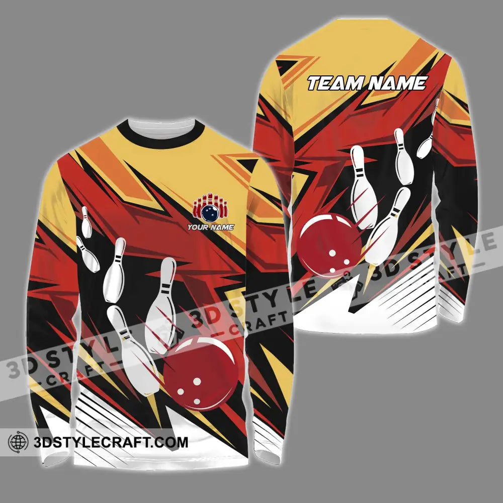 Unisex Shirt - Custom Name And Team Bowling Lover Hot Color Long Sleeve / S T-Shirt