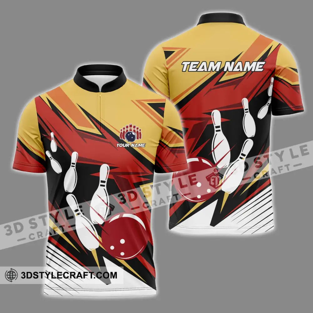 Unisex Shirt - Custom Name And Team Bowling Lover Hot Color Zipper Polo / S T-Shirt