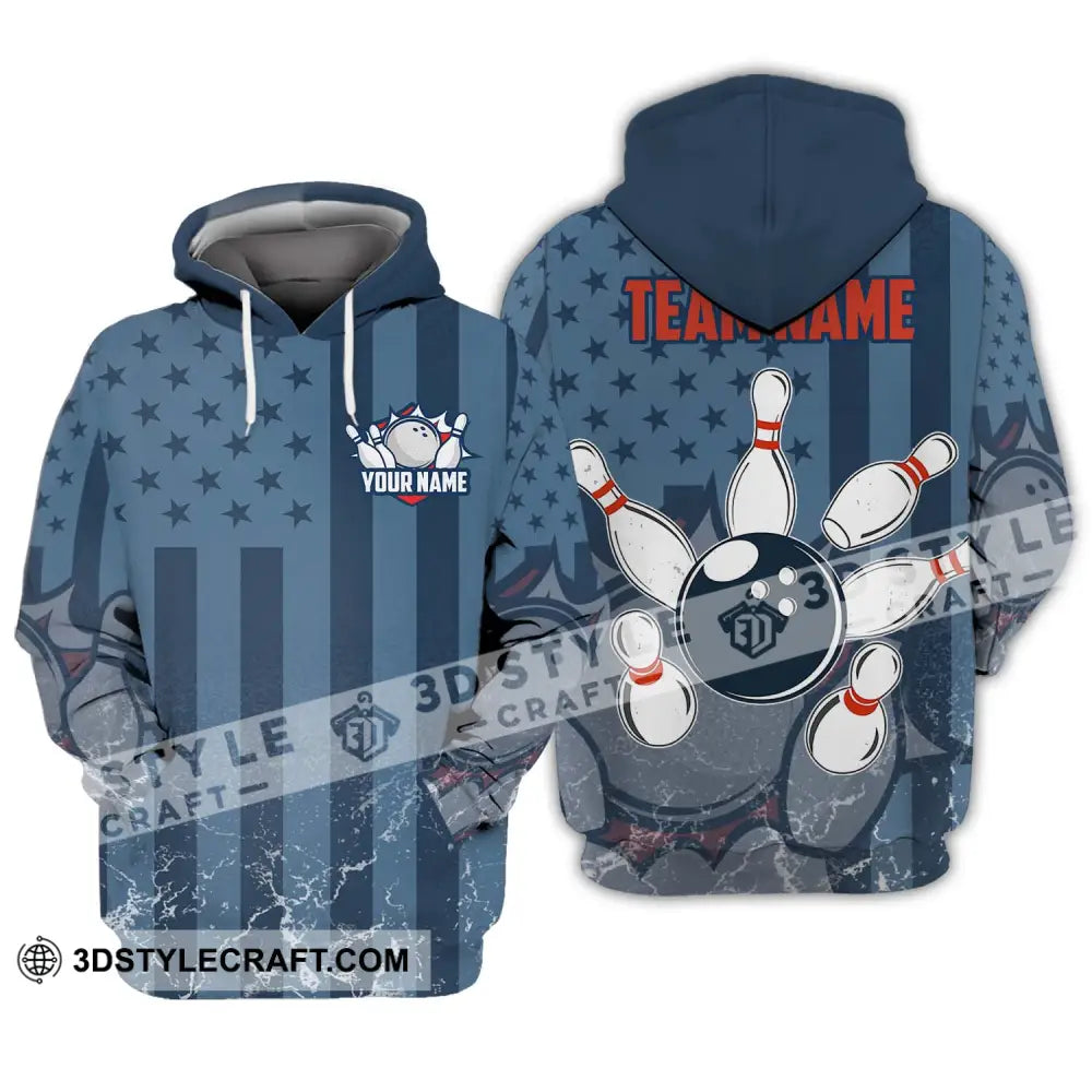 Unisex Shirt - Custom Name And Team Bowling Navy Ball Hoodie / S T-Shirt