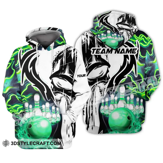 Unisex Shirt - Custom Name And Team Name Shirt, Bowling Neon Line Color Shirt style option 3