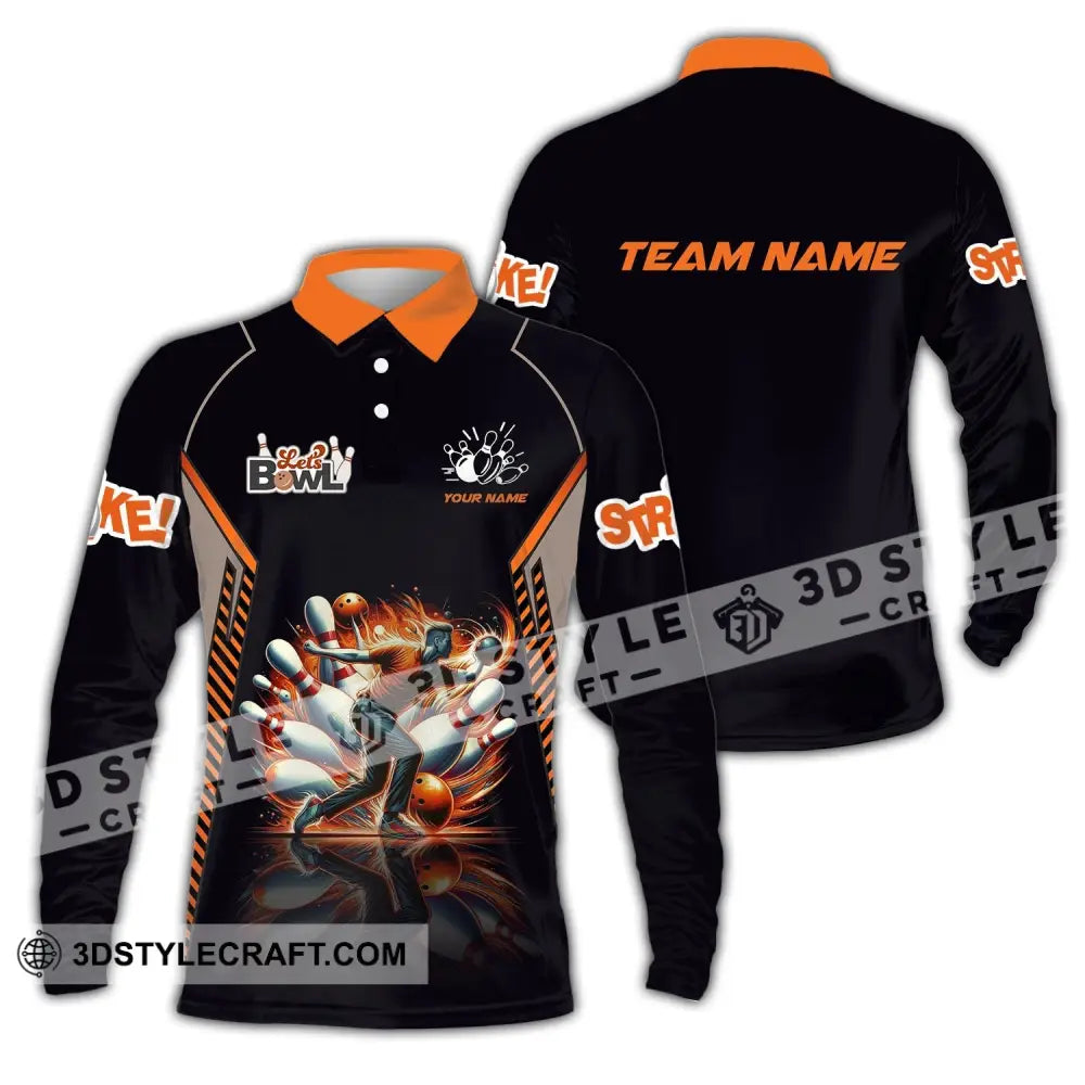 Unisex Shirt Custom Name And Team Bowling Polo Let’s Bowl T-Shirt Hoodie Long Sleeve / S