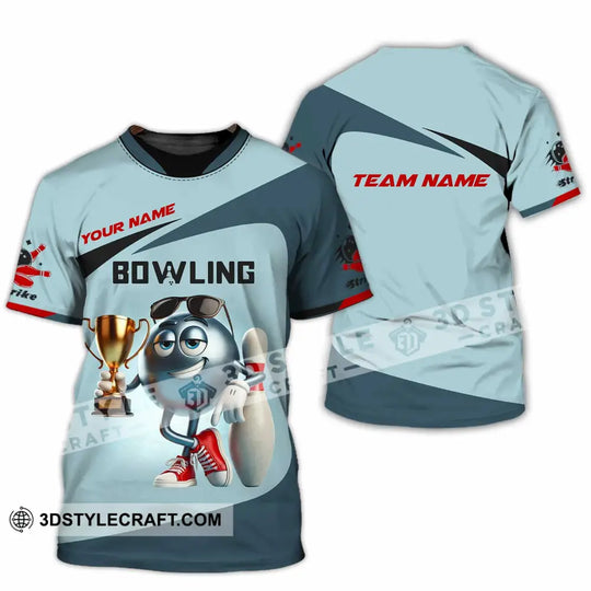 Unisex Shirt, Custom Name and Team Name Bowling Shirt, Bowling Polo Long Sleeve, Bowling Love T-Shirt style option 2