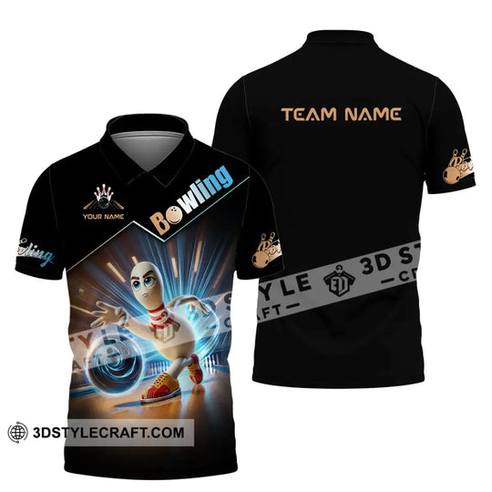 Unisex Shirt, Custom Name and Team Name Bowling Shirt, Bowling Polo Long Sleeve Shirt style option 4