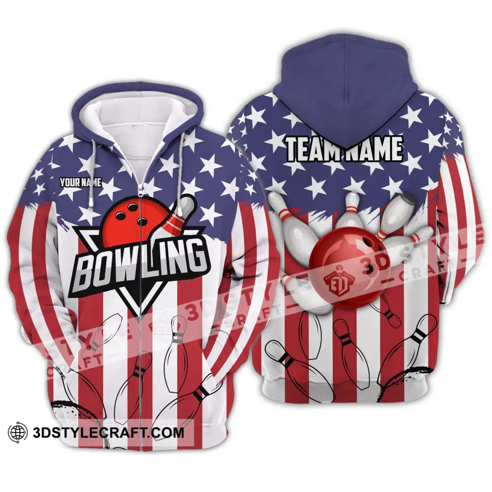 Unisex Shirt - Custom Name And Team Bowling Polo Lover Gift Player Zipper Hoodie / S T-Shirt