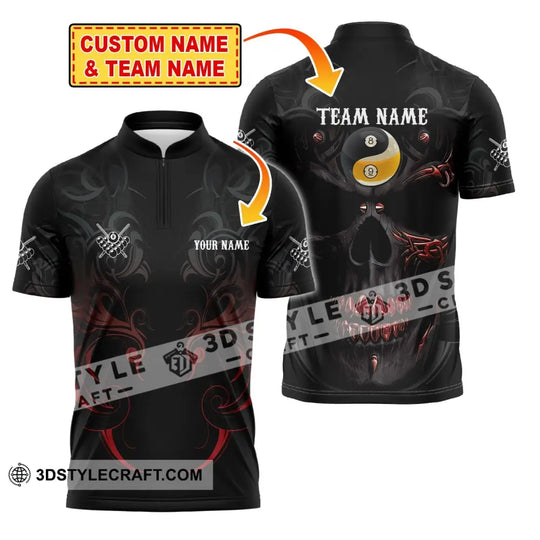Unisex Shirt, Custom Name and Team Name Bowling Polo Shirt, Bowling Skull T-Shirt, Bowling Hoodie Long Sleeve Shirt style option 2