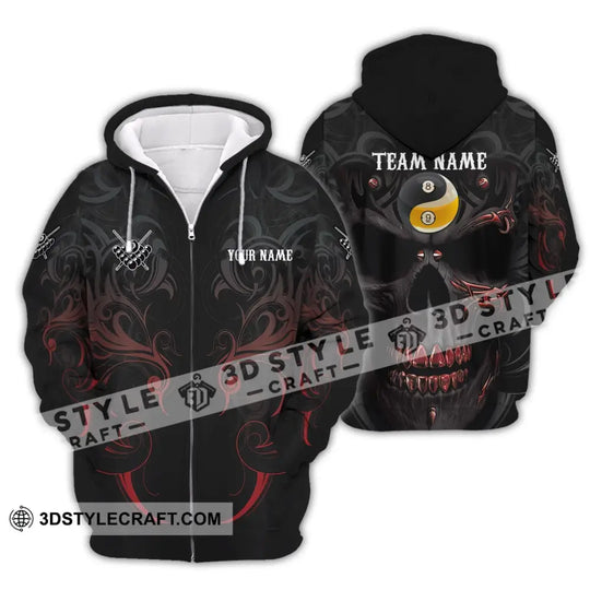 Unisex Shirt, Custom Name and Team Name Bowling Polo Shirt, Bowling Skull T-Shirt, Bowling Hoodie Long Sleeve Shirt style option 4