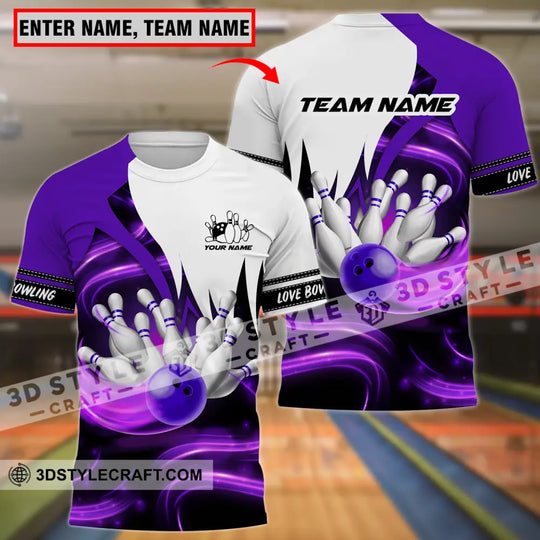 Unisex Shirt - Custom Name And Team Name Shirt, Bowling Purple Motifs style option 1
