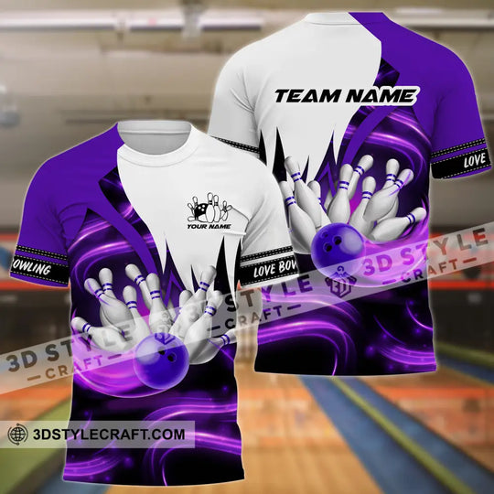 Unisex Shirt - Custom Name And Team Name Shirt, Bowling Purple Motifs style option 2