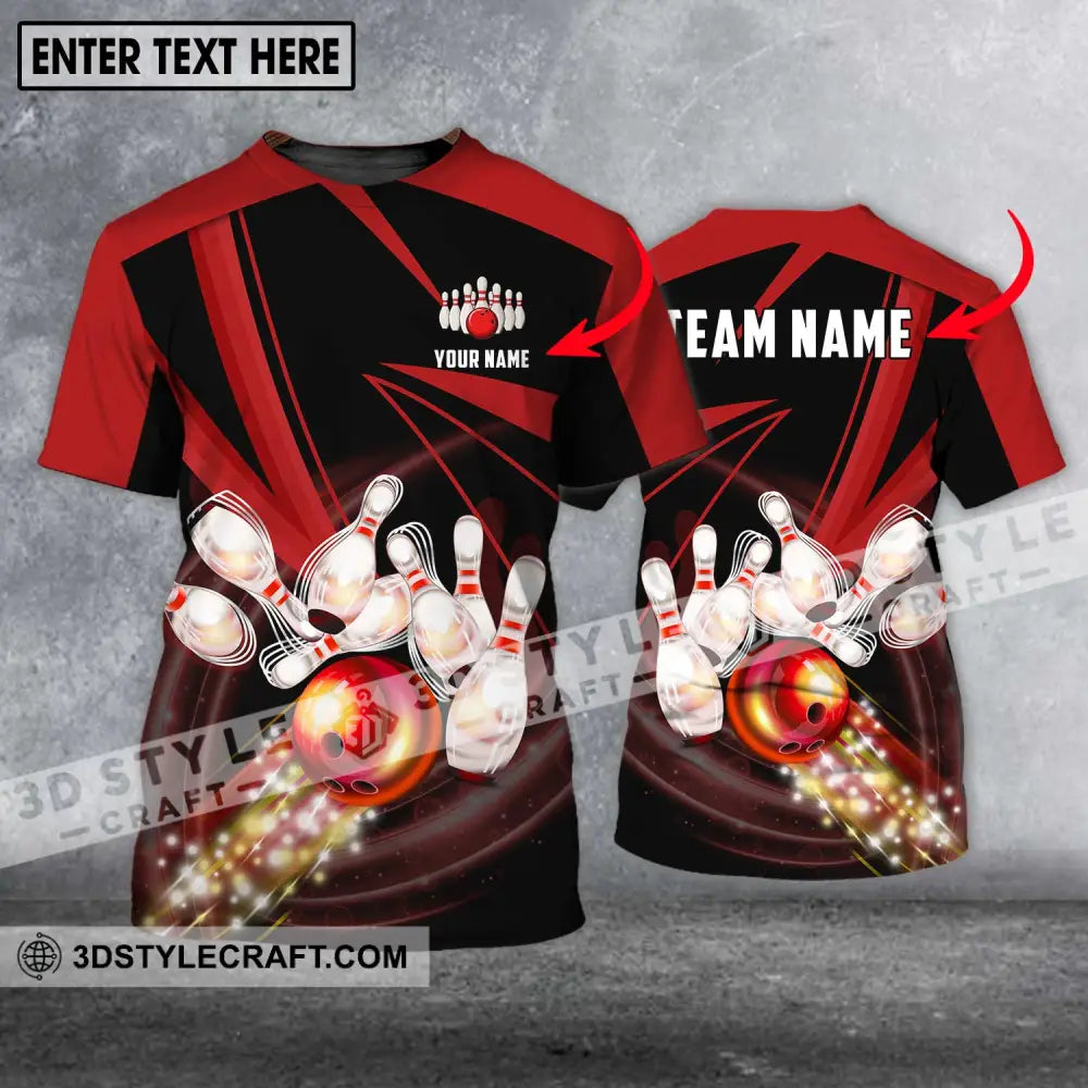 Unisex Shirt - Custom Name And Team Bowling Red Line T-Shirt