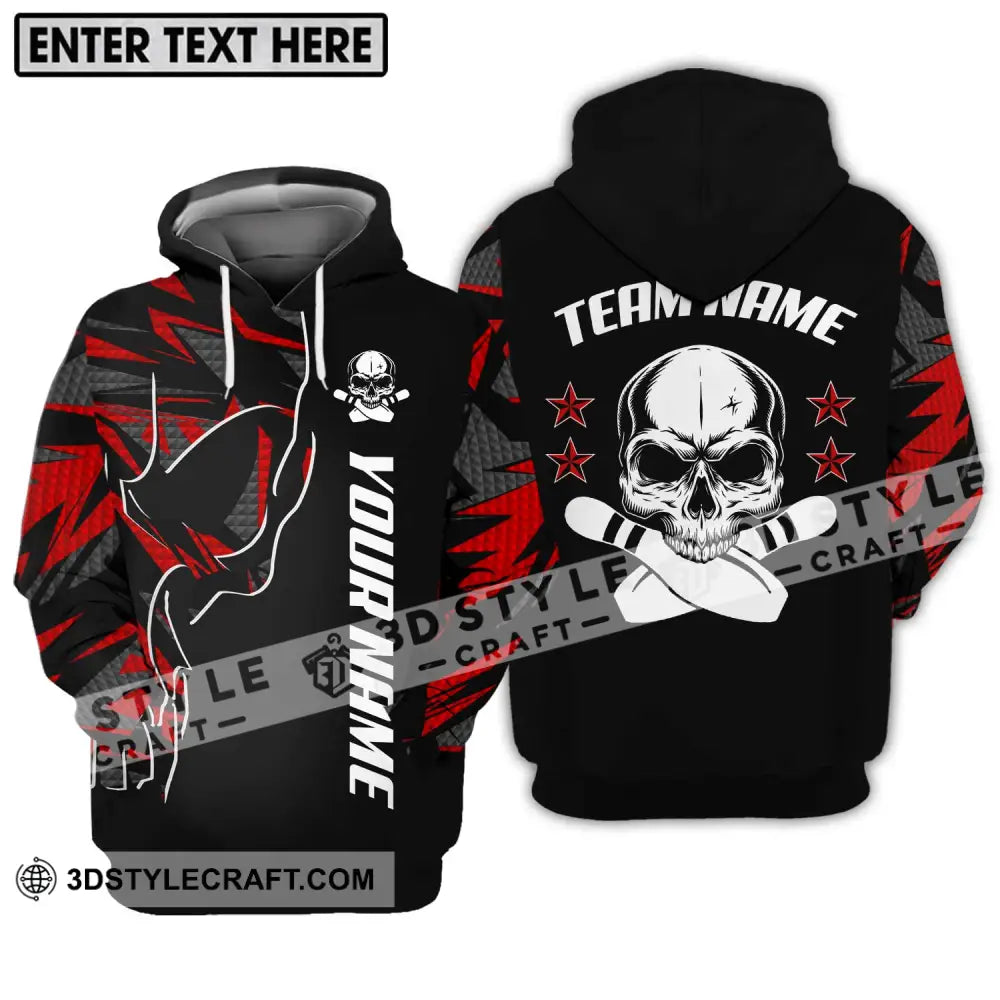 Unisex Shirt - Custom Name And Team Bowling Skull Pins Hoodie / S T-Shirt