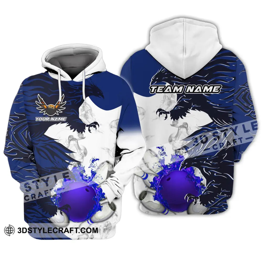 Unisex Shirt - Custom Name And Team Bowling Sport Blue Ball Fly Dragon Hoodie / S T-Shirt