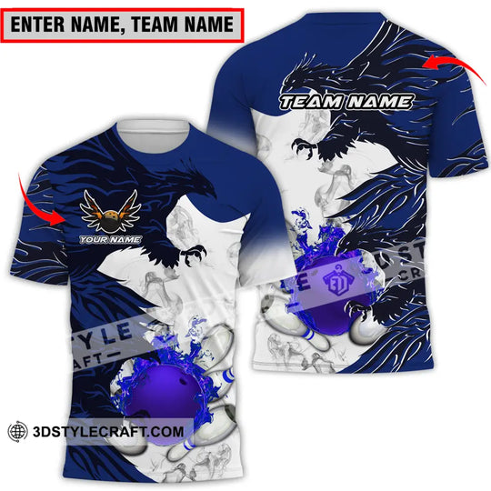 Unisex Shirt - Custom Name And Team Name Bowling Sport Shirt, Blue Ball Fly Dragon style option 1
