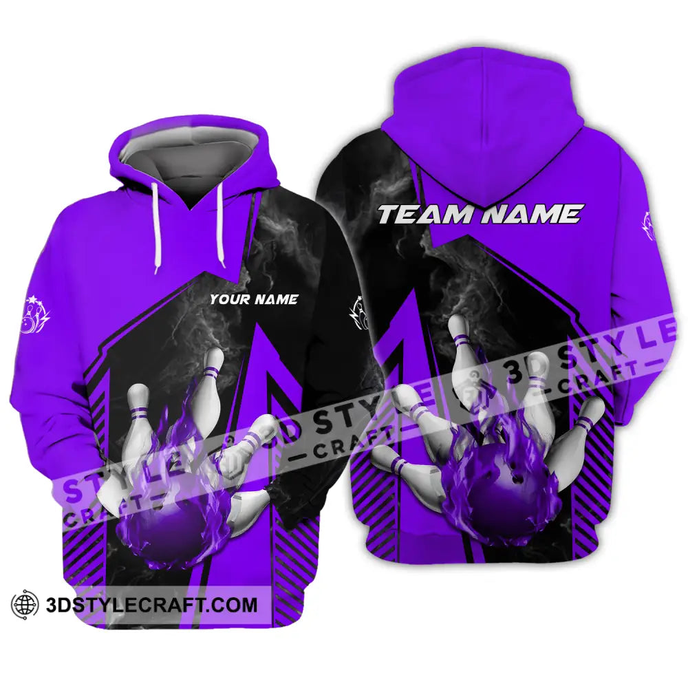 Unisex Shirt - Custom Name And Team Bowling Sport Purple Ball Hoodie / S T-Shirt