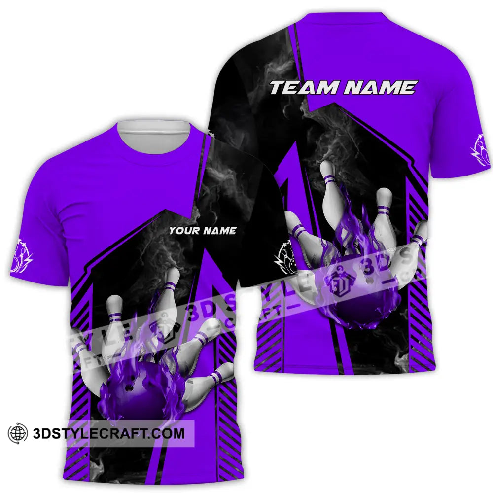 Unisex Shirt - Custom Name And Team Bowling Sport Purple Ball T-Shirt / S T-Shirt