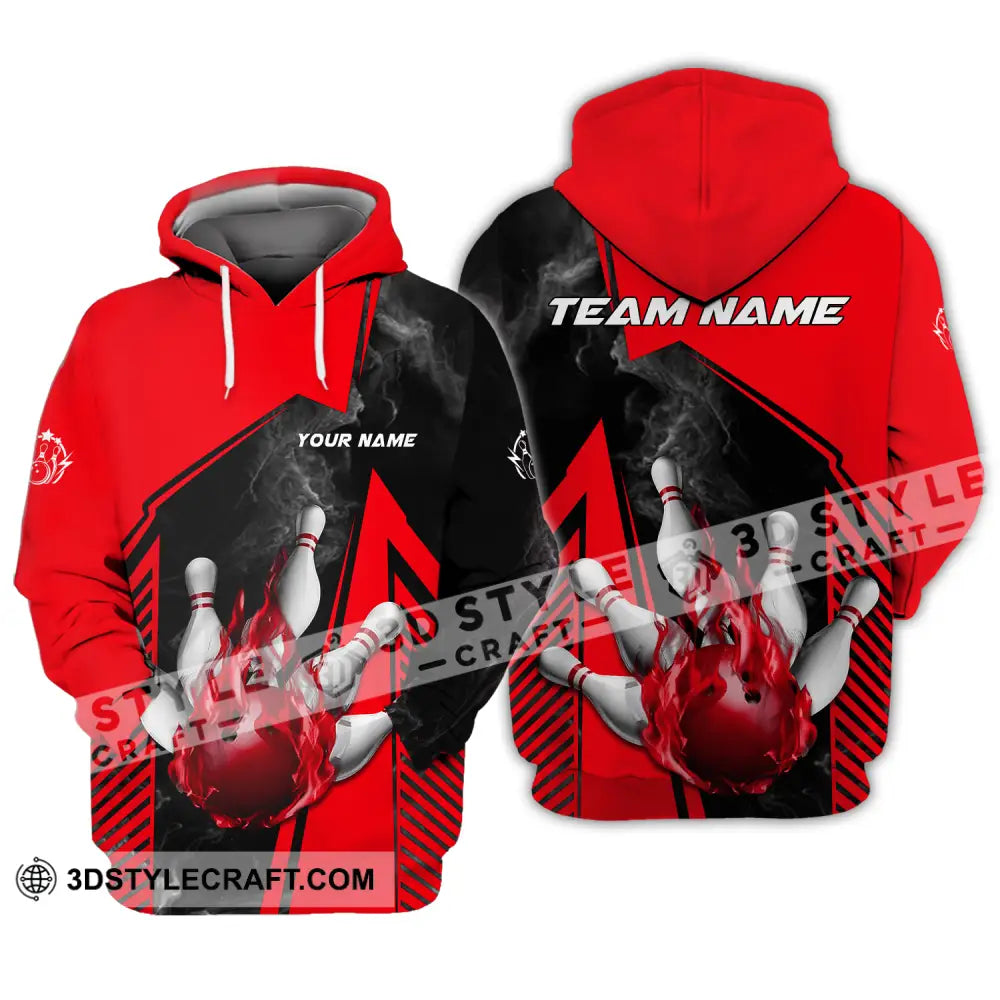 Unisex Shirt - Custom Name And Team Bowling Sport Red Ball Hoodie / S T-Shirt