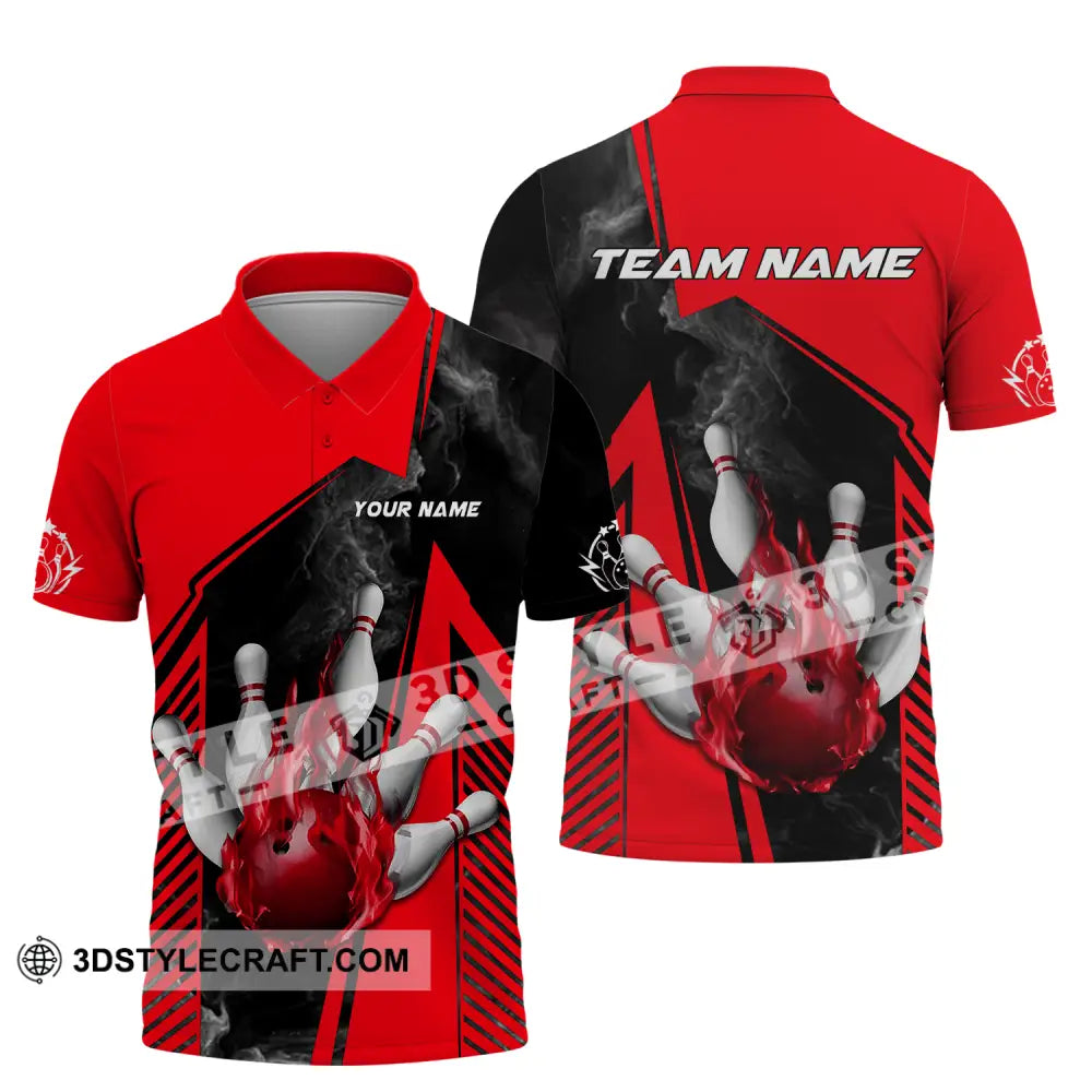 Unisex Shirt - Custom Name And Team Bowling Sport Red Ball Polo / S T-Shirt