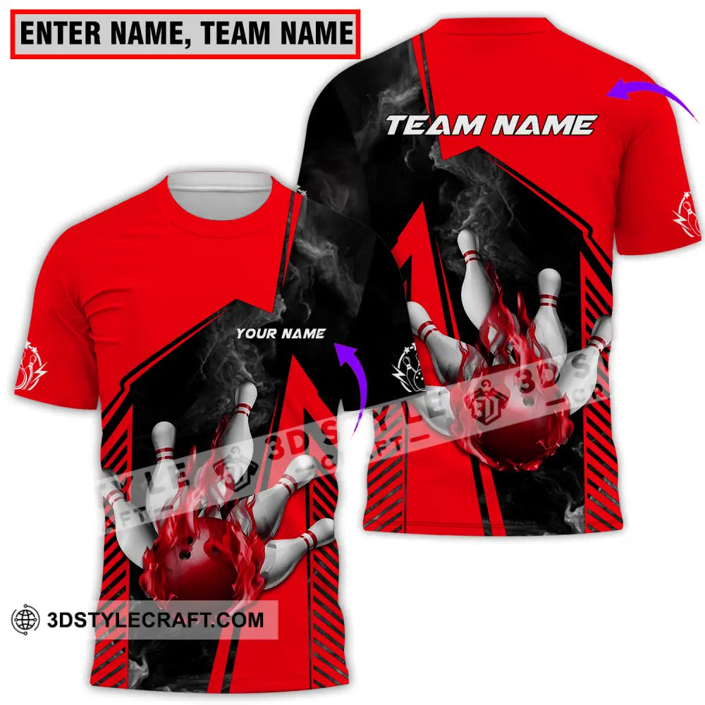 Unisex Shirt - Custom Name And Team Bowling Sport Red Ball T-Shirt