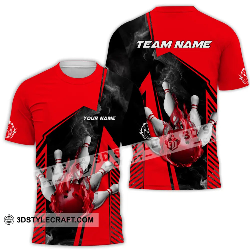 Unisex Shirt - Custom Name And Team Bowling Sport Red Ball T-Shirt / S T-Shirt