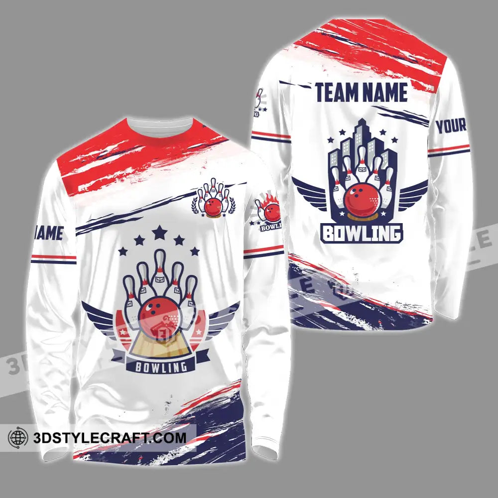 Unisex Shirt - Custom Name And Team Bowling Stars Long Sleeve / S T-Shirt