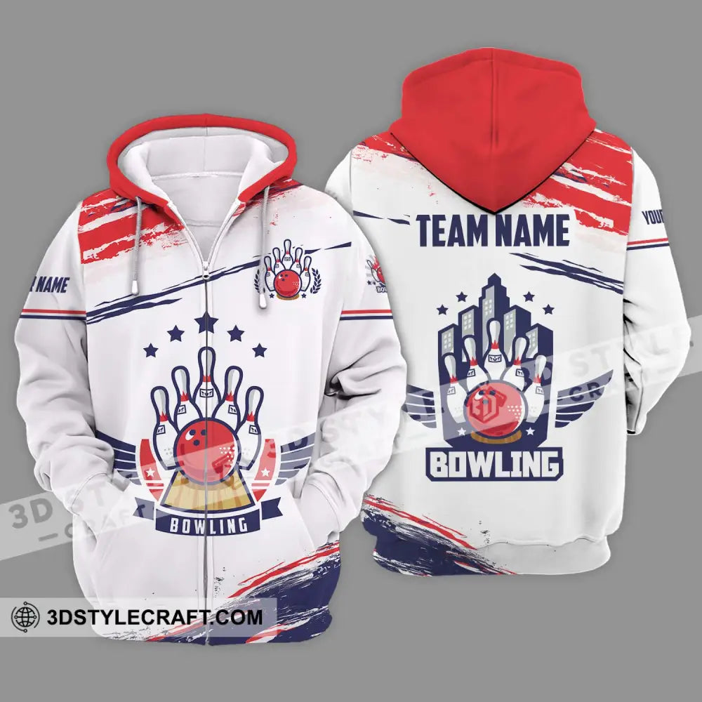 Unisex Shirt - Custom Name And Team Bowling Stars Zipper Hoodie / S T-Shirt