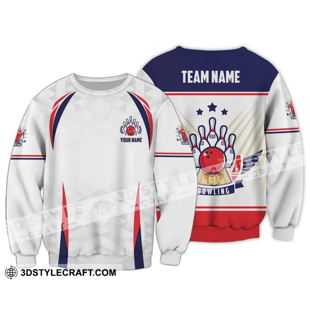 Unisex Shirt - Custom Name And Team Bowling Three Star Ball Long Sleeve / S T-Shirt