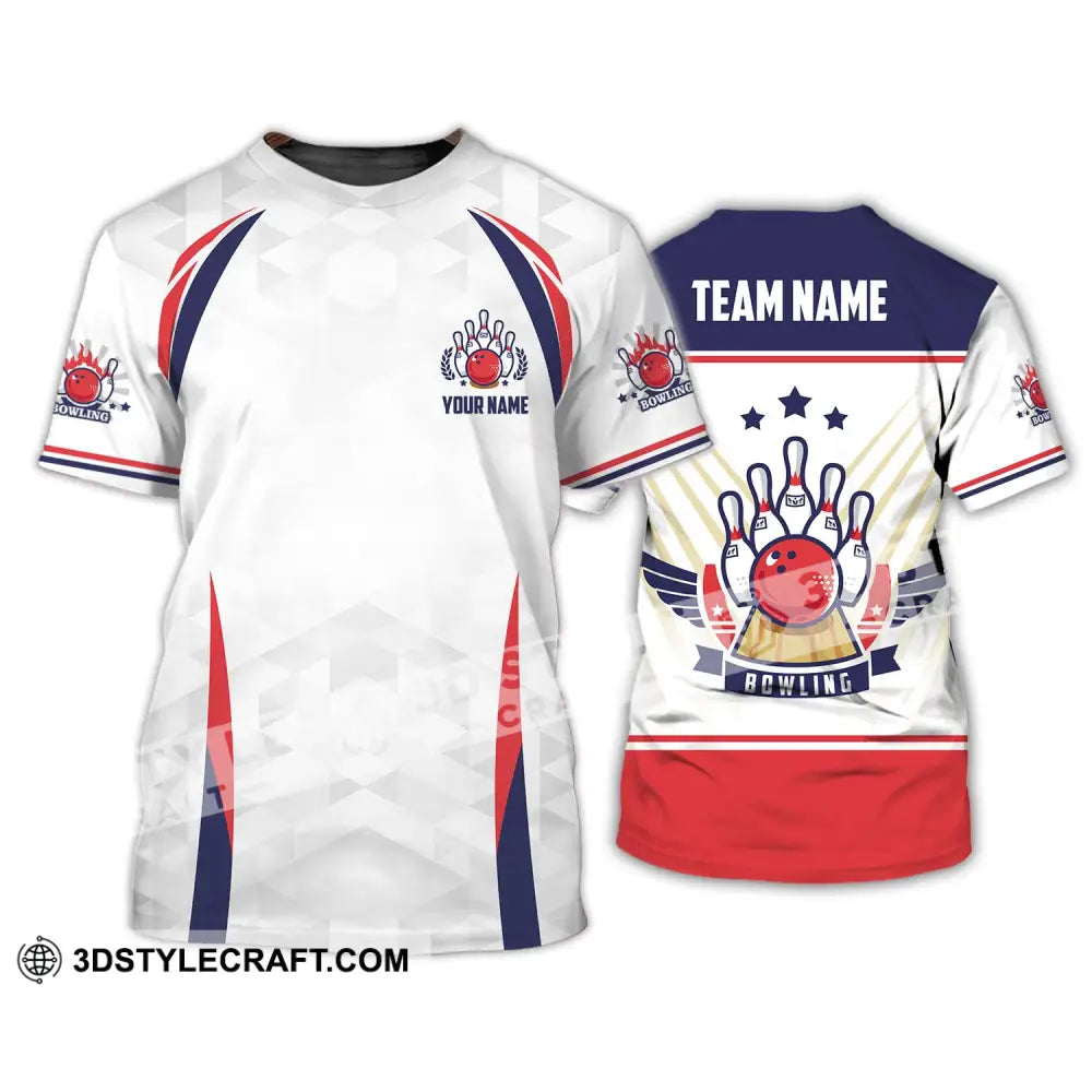 Unisex Shirt - Custom Name And Team Bowling Three Star Ball T-Shirt / S T-Shirt