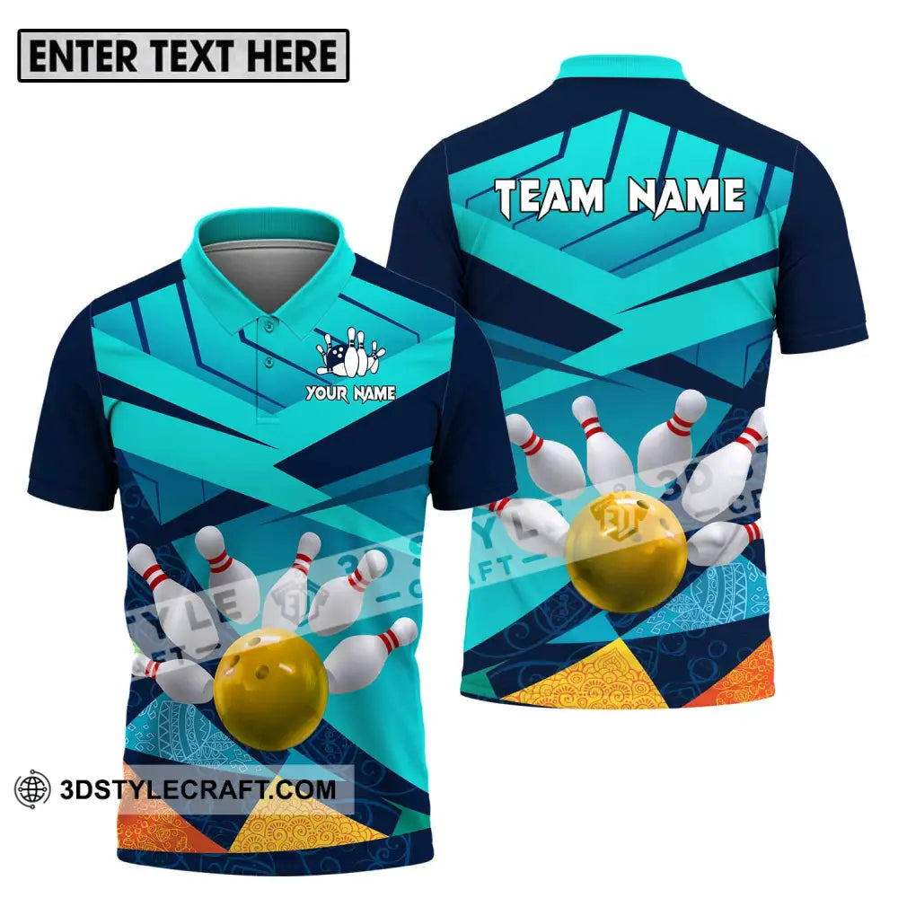 Unisex Shirt - Custom Name And Team Bowling Yellow Ball Polo / S T-Shirt