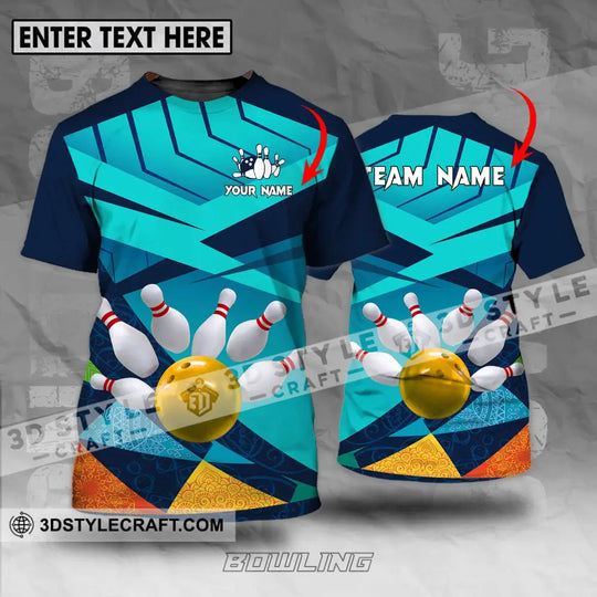 Unisex Shirt - Custom Name And Team Name Shirt, Bowling Yellow Ball style option 1