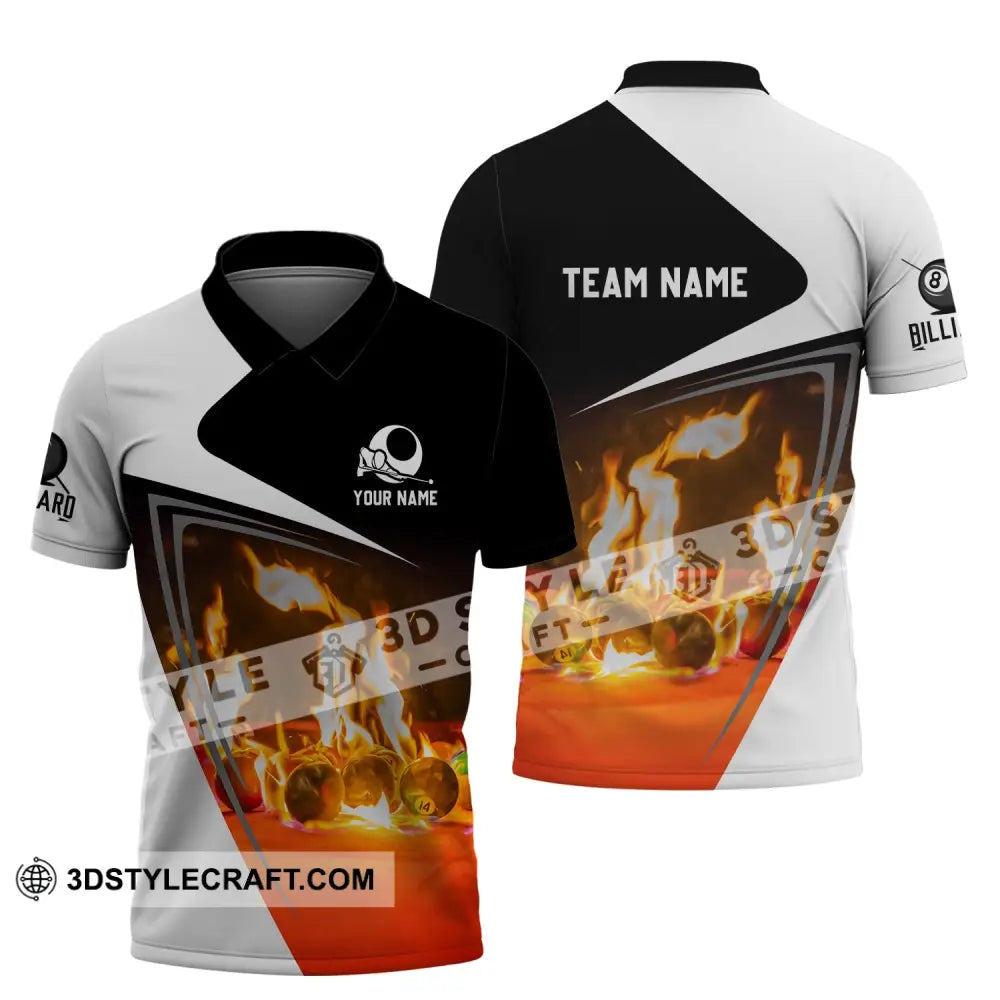 Unisex Shirt - Custom Name And Team Burning Billiard Polo / S T-Shirt