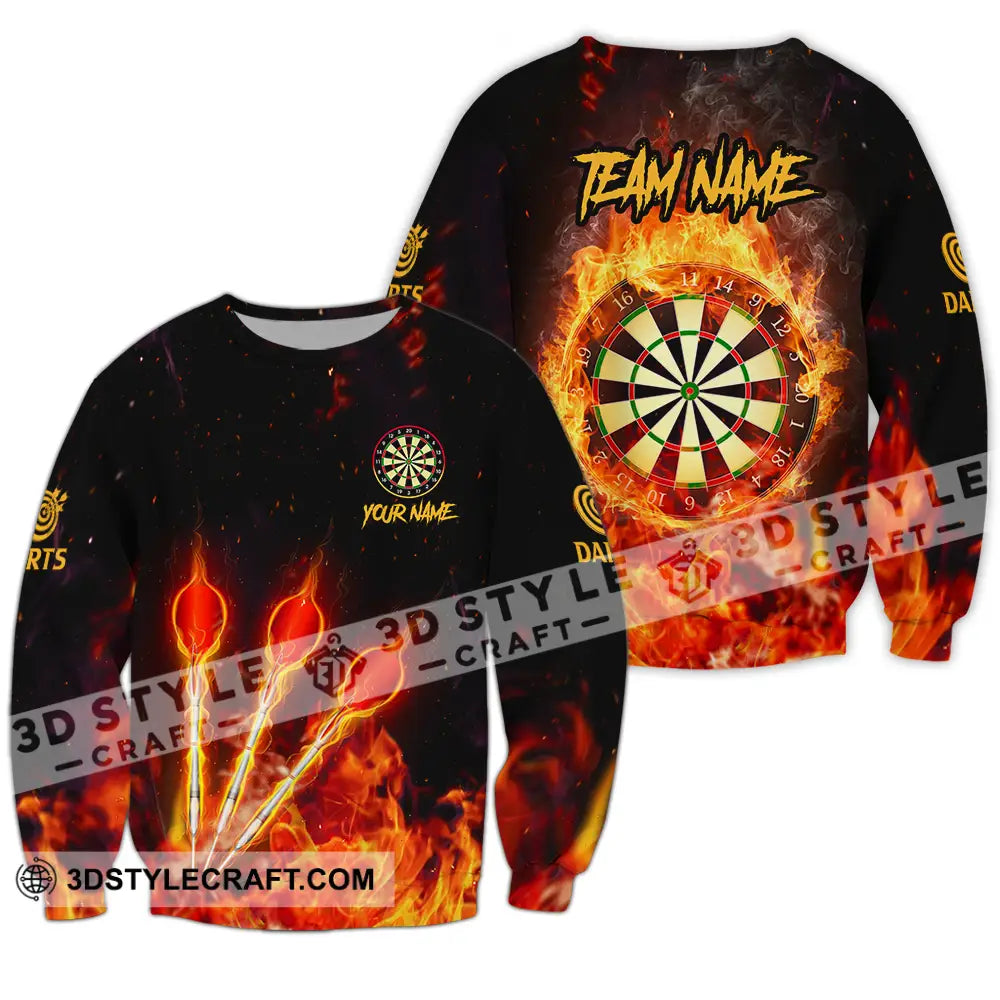 Unisex Shirt - Custom Name And Team Burning Darts Long Sleeve / S T-Shirt