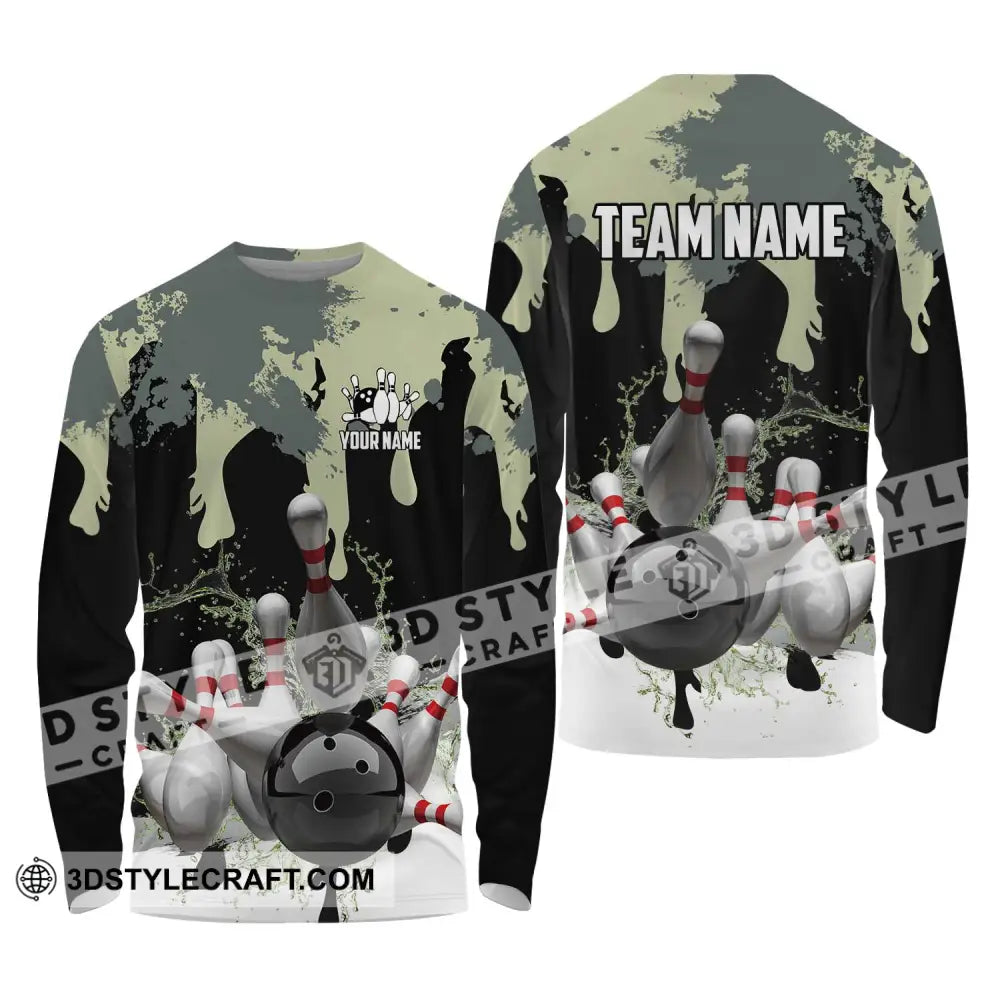 Unisex Shirt - Custom Name And Team Camouflage Color For Bowling Lover Long Sleeve / S T-Shirt