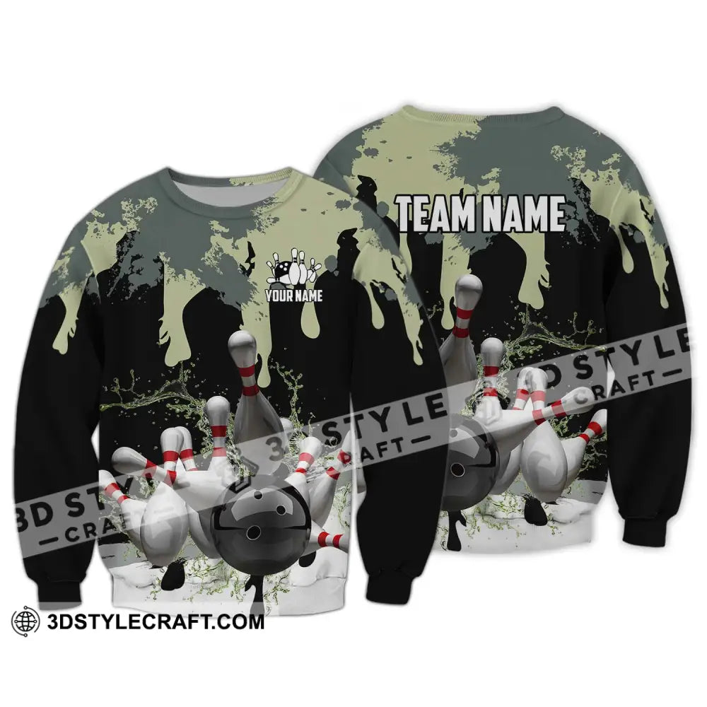 Unisex Shirt - Custom Name And Team Camouflage Color For Bowling Lover Long Sleeve / S T-Shirt