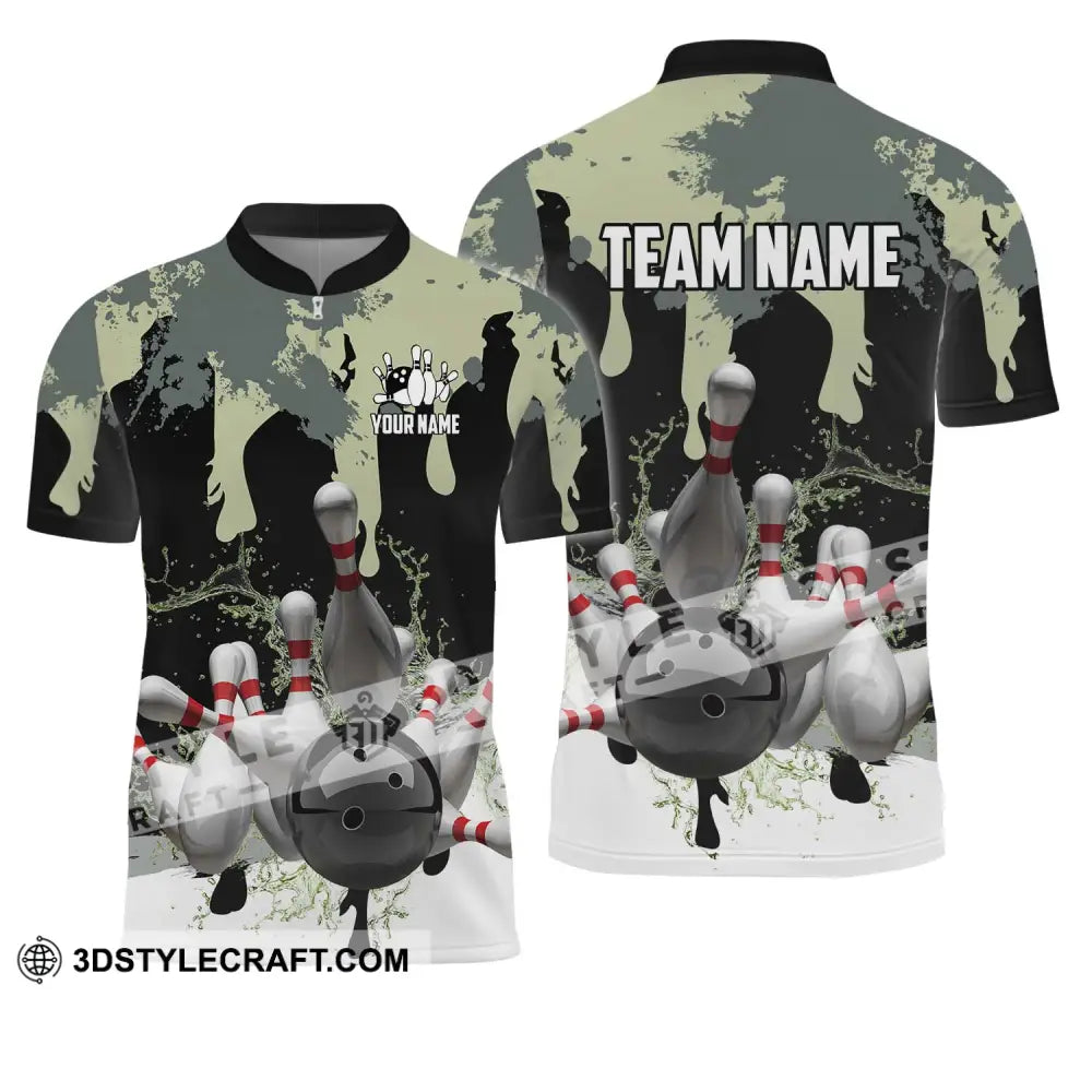 Unisex Shirt - Custom Name And Team Camouflage Color For Bowling Lover Zipper Polo / S T-Shirt