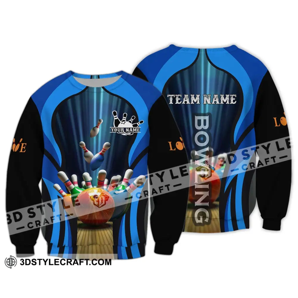 Unisex Shirt - Custom Name And Team Color Bowling Ball Long Sleeve / S T-Shirt