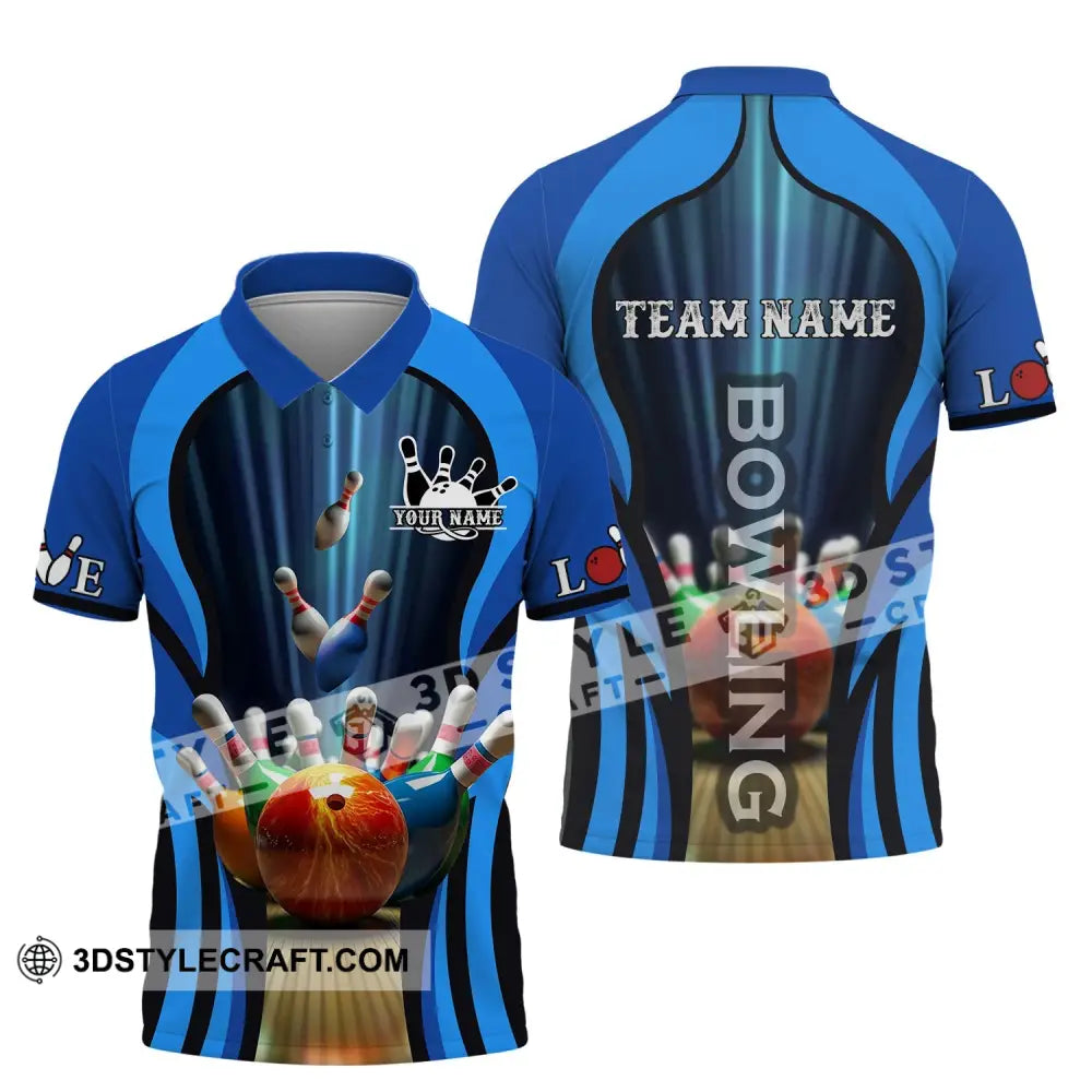 Unisex Shirt - Custom Name And Team Color Bowling Ball Polo / S T-Shirt